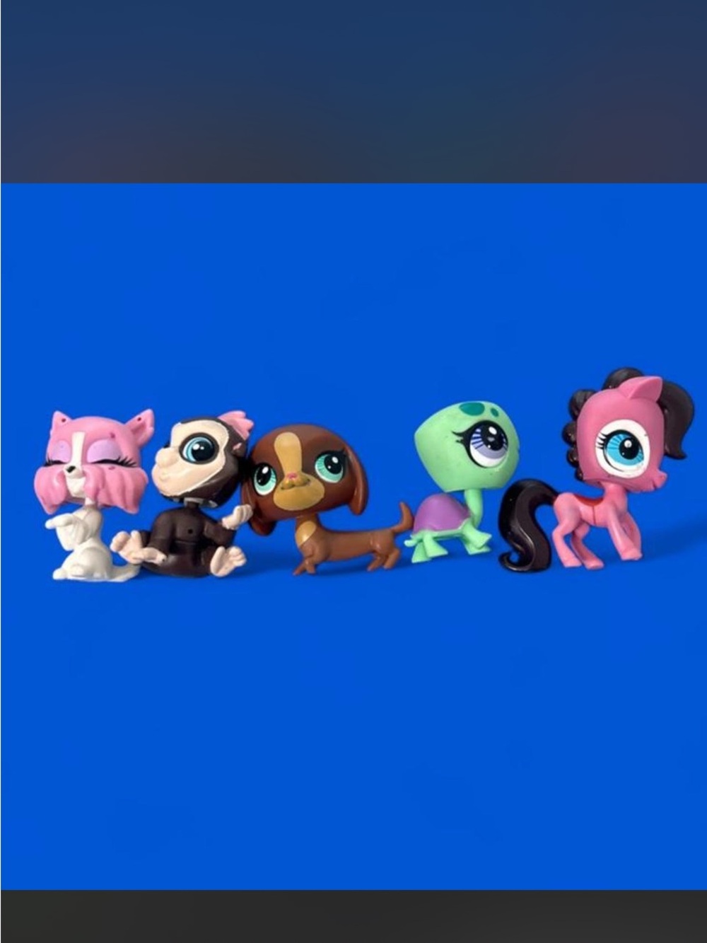Littlest Pet Shop Colorful Five-Figure Set - Pink, Brown, Green, Teal, White